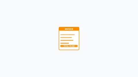 Invoice Document flat design finance icon in orange color seamless loop Stock Footage 342622442
