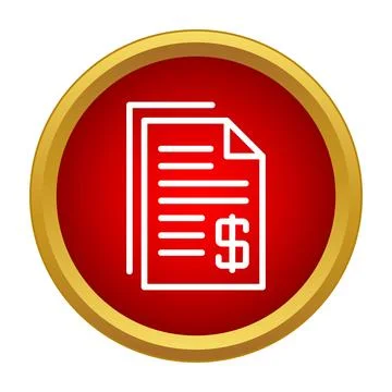 Invoice document icon showing dollar sign on red button Stock Illustration