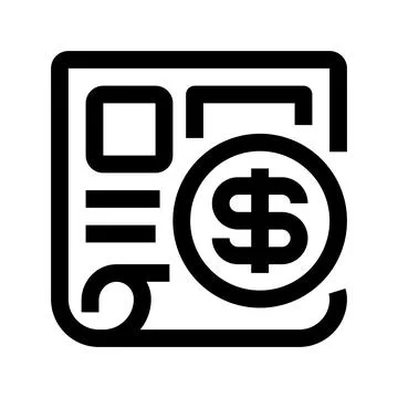 Invoice Document Line Icon, Outline Symbol for Billing Record, Payment Trac.. Stock Illustration