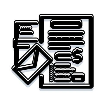 Invoice document with mail envelope payment concept Illustrazione stock