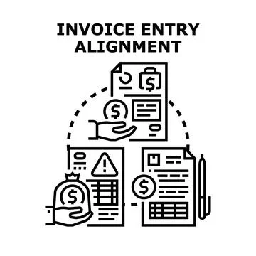 Invoice entry alignment concept for financial management Stock Illustration