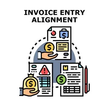 Invoice entry alignment concept for financial management Stock Illustration
