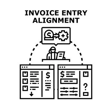 Invoice entry alignment financial account reconciliation Stock Illustration