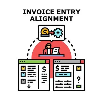 Invoice entry alignment financial account reconciliation Stockillustratie