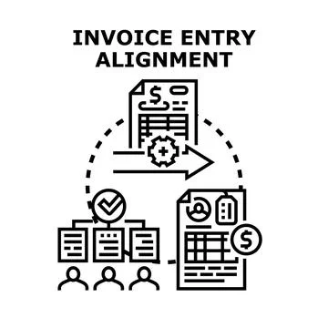 Invoice entry alignment process for business finances Illustrazione stock