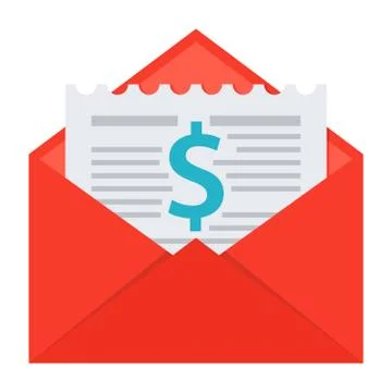 Invoice in Envelope Stock Illustration