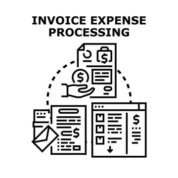Invoice expense processing concept illustrating financial management Stock Illustration