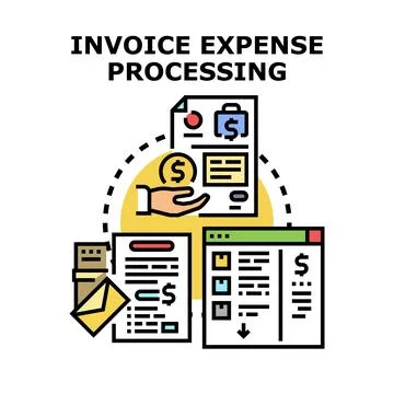 Invoice expense processing concept illustrating financial management Stockillustratie
