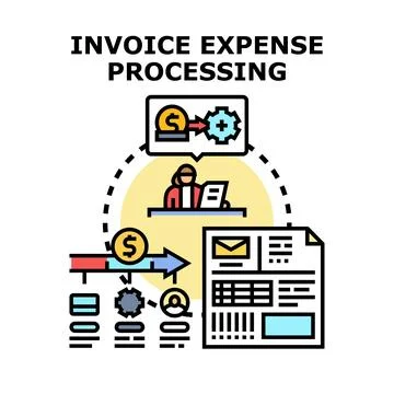 Invoice expense processing financial management system Stock Illustration