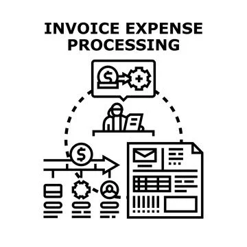Invoice expense processing financial management system Stock Illustration