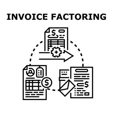 Invoice factoring financial process document icon concept Ilustración de archivo