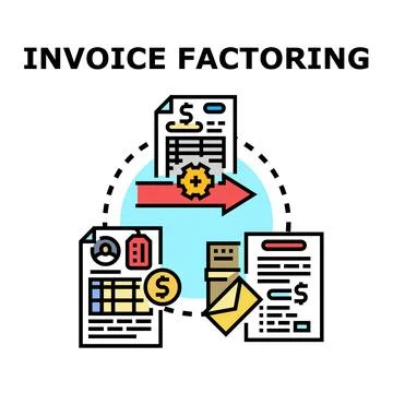 Invoice factoring financial process document icon concept Ilustración de archivo