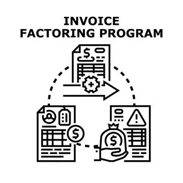 Invoice factoring program financial business operation concept Illustration