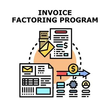 Invoice factoring program processing payments and financing services Stock Illustration
