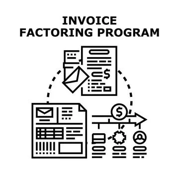 Invoice factoring program processing payments and financing services Stock Illustration
