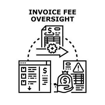Invoice fee oversight process managing financial transactions Stock Illustration