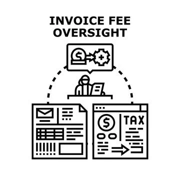 Invoice fee oversight process managing financial transactions Stock Illustration