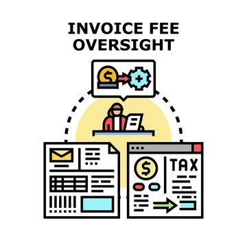 Invoice fee oversight process managing financial transactions Stock Illustration