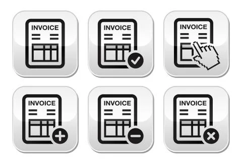 Invoice, finance vector buttons set Stock Illustration