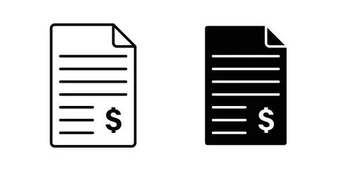 Invoice icon collection in black, Line icons, flat symbols Stock Illustration