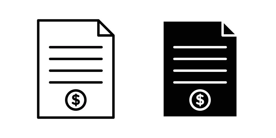 Invoice icon solid, line, and editable vector set. Stock Illustration