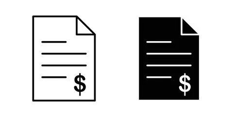 Invoice icon symbol, outline icons Stock Illustration