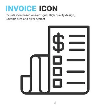Invoice icon vector with outline style isolated on white background 스톡 일러스트