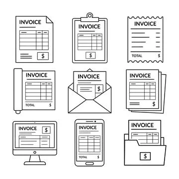 Invoice Icons Set Vector Stock Illustration