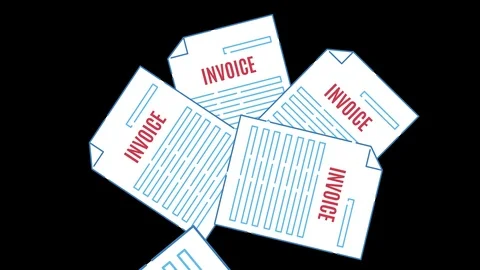 Invoice letters piling up. Seamless looped cartoon animation. Stock Footage 119790083