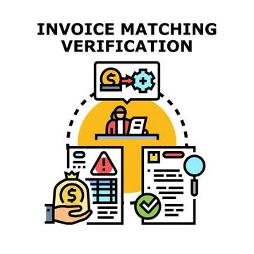 Invoice matching verification process for business finance Stockillustratie