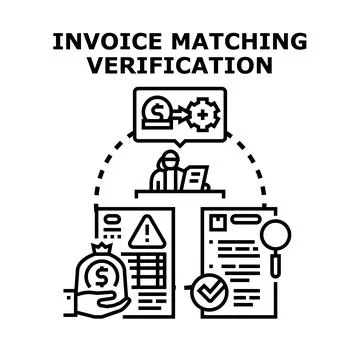 Invoice matching verification process for business finance 스톡 일러스트