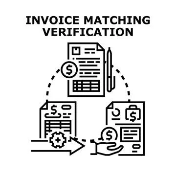 Invoice matching verification process business operations and finances Stock Illustration