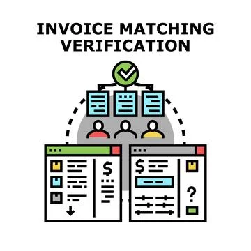 Invoice matching verification process for financial documents Ilustración de archivo