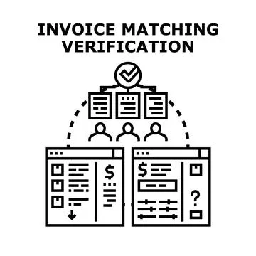 Invoice matching verification process for financial documents Stock Illustration