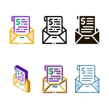 Invoice message in envelope and concepts dollar vector icon Stock Illustration