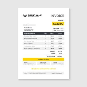 Invoice minimal design template. Bill form business invoice accounting Stock Illustration