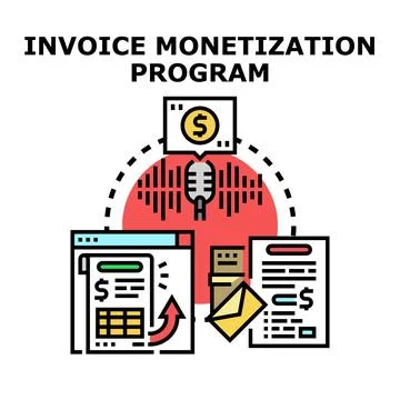 Invoice monetization program concept with financial management Stock Illustration