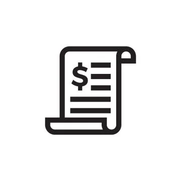Invoice or dollar bill document vector line icon Stock Illustration