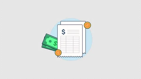 Invoice or Receipt with Money. Payment Concept Animation Video - Transparent 스톡 동영상 328360322