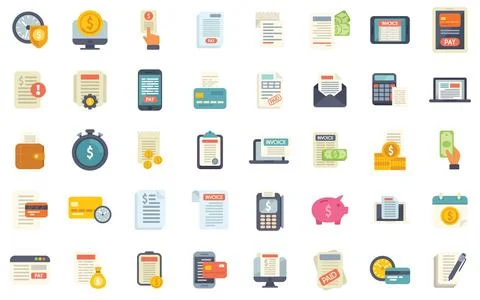 Invoice paying online, using banking service and cash money for finance Stock Illustration