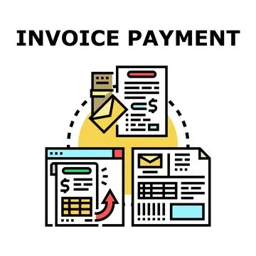 Invoice payment concept with digital and paper documents Stock Illustration