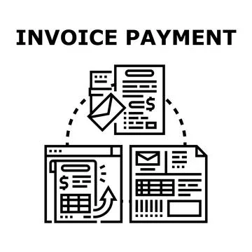 Invoice payment concept with digital and paper documents Stockillustratie