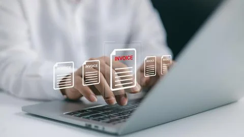 Invoice for payment, Digital invoice document, Online invoice processing an.. Stock Photos