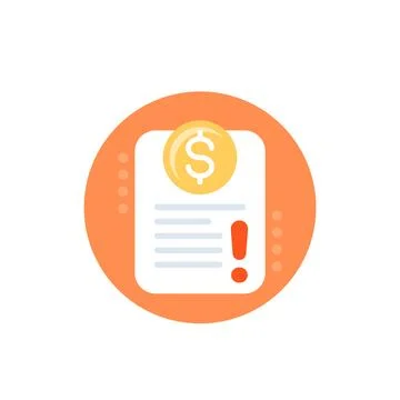 Invoice payment error icon, flat vector Stock Illustration