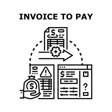 Invoice payment planning process with financial documents 库存插图
