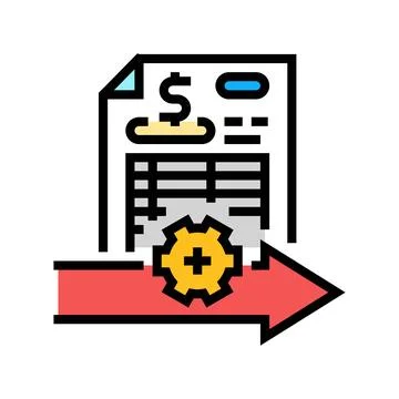 Invoice processing color icon vector illustration Stock Illustration