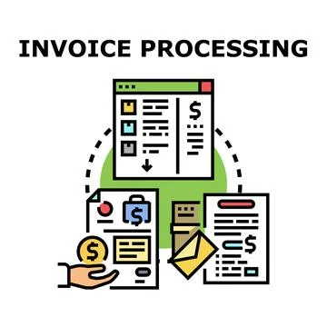 Invoice processing management system with document automation Stock Illustration
