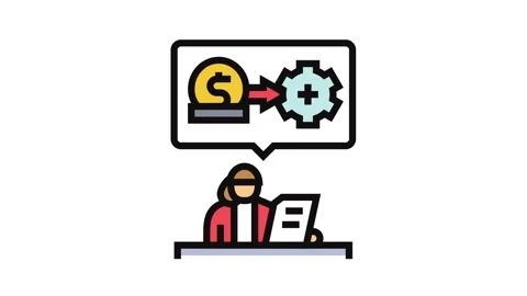 Invoice processing office assistant color icon animation Stock Footage 326116074