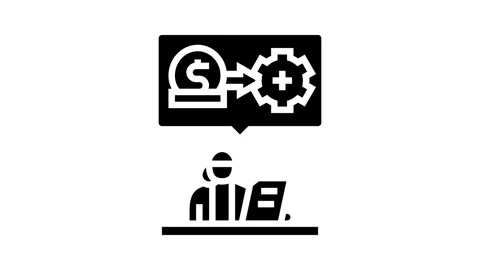Invoice processing office assistant glyph icon animation Stock Footage 326142334