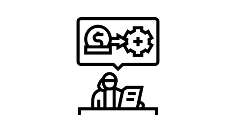 Invoice processing office assistant line icon animation Stock Footage 326123370